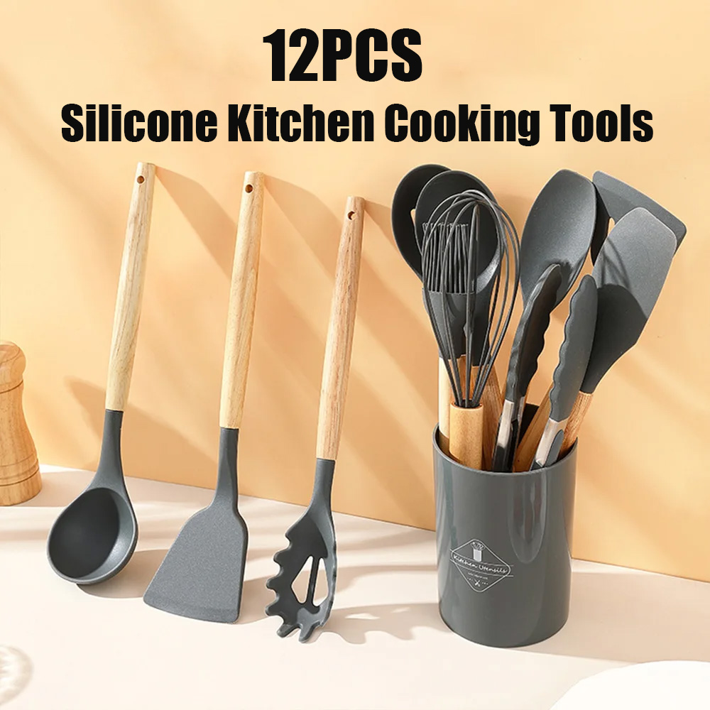 Silicone Spatula Set - 12PCS Peralatan Dapur Silikon Anti Lengket